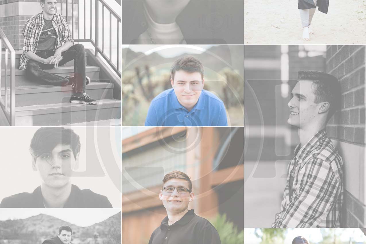 collage of high school senior guys with danielle jacqueline photography logo in the middle for graduation services pages in olive branch mississippi