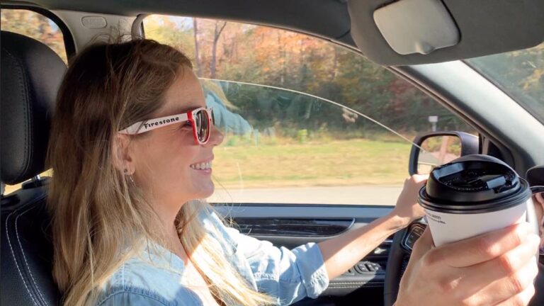 danielle trask driving minivan during family road trip to indianapolis stopping in gulport mississippi to give thanksgiving travel tips across country