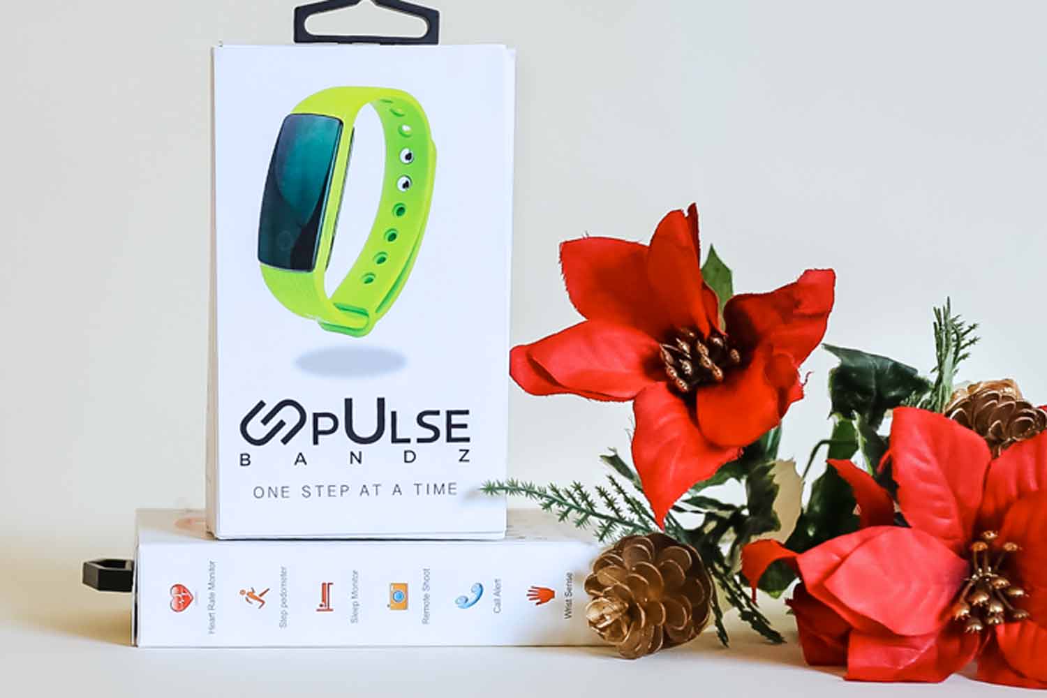 red flower with fitness monitoring product for christmas holiday promotion by danielle jacqueline photography in memphis tenn with prefocus