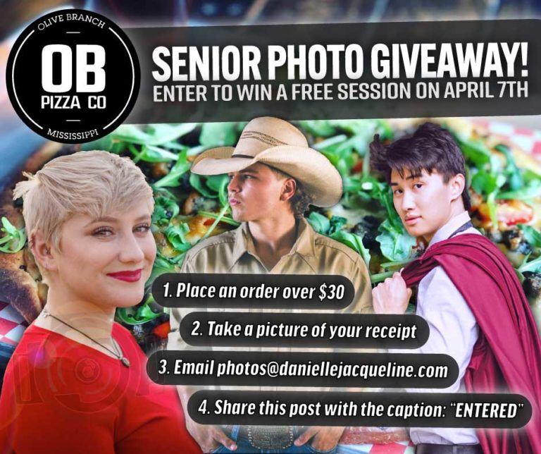 olive branch pizza senior photo contest mississippi graduates with danielle jacqueline photography free session with $30 menu purchase on april 7th 2022 in desoto county giveaway