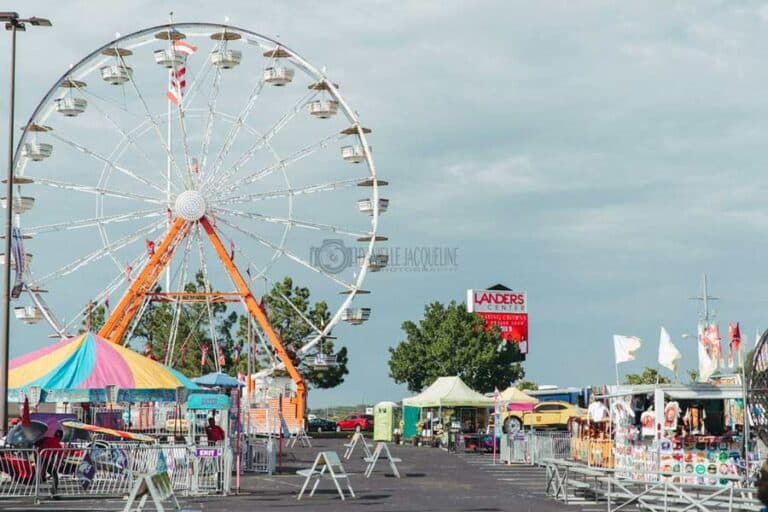 ferris wheel pictures at midsouth fair september 2022 with food and game vendors preparing to open doors with danielle jacqueline photography